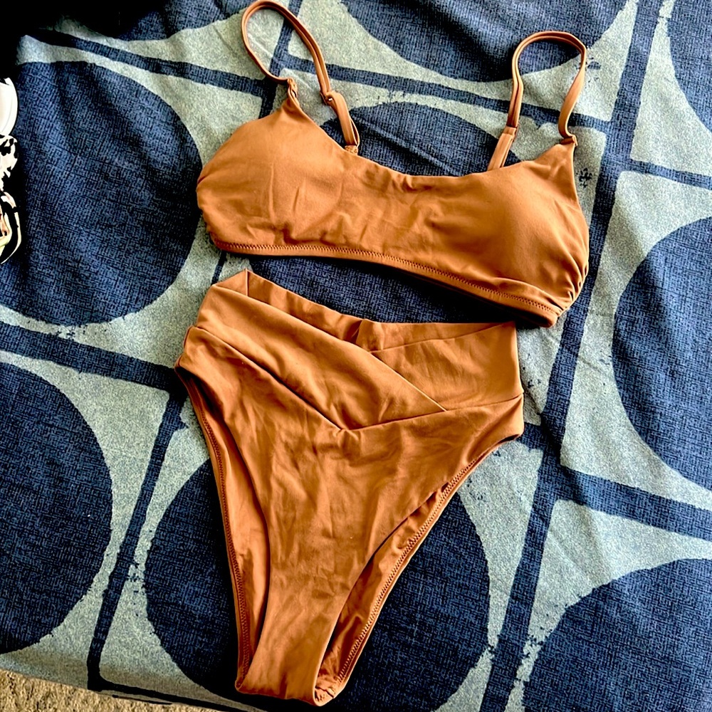 Aerie bikin set- mocha brown LIKE NEW
